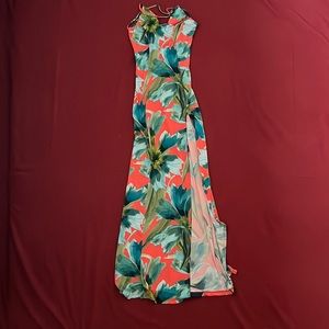 Long Tropical Single Slit Dress